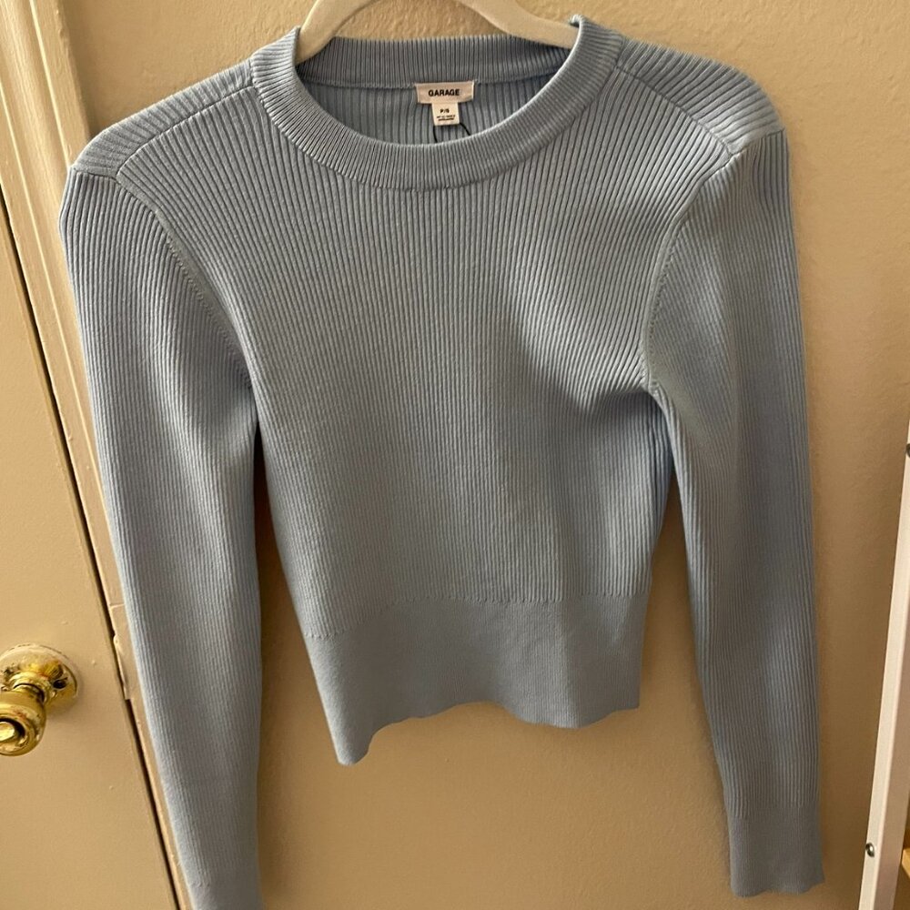 Garage Light Blue Cropped Sweater